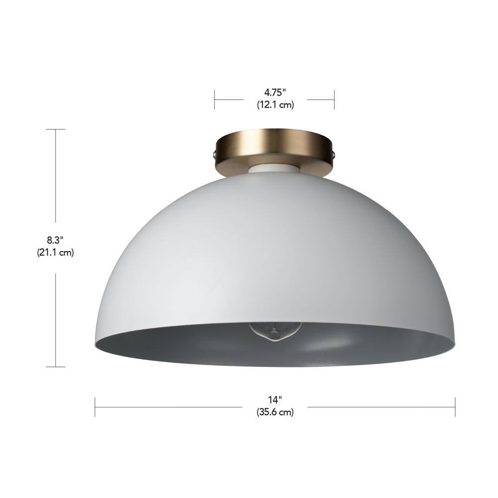 Matte White and Gold Semi-Flush Mount Ceiling Light