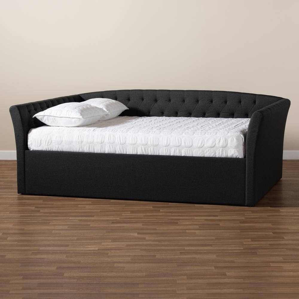 Dark Gray Tufted Upholstered Queen Daybed