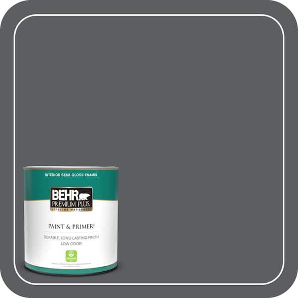 BEHR PREMIUM PLUS 1 qt. #N500-6 Graphic Charcoal Semi-Gloss Enamel Low Odor Interior Paint & Primer