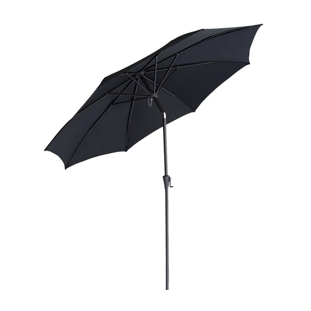 11 ft. Aluminum Market Push Button Tilt Patio Umbrella with Fiberglass Rib Tips in Black Solution Dyed Polyester price history on PriceWatchPro