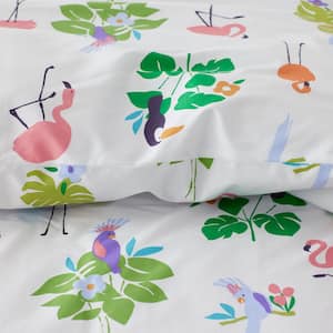 Company Cotton Tropical Flamingo Cotton Percale Duvet Cover