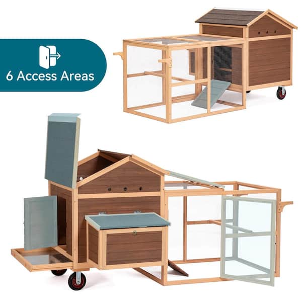 cenadinz Chicken Coop with Wheels and handrails Weatherproof
