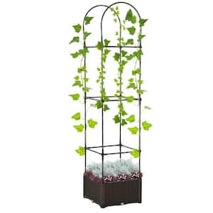 69.7 in. 2 in 1 All-weather Use Garden Trellis with Raised Garden Box for Climbing Plants Vegetable Vine Flowe