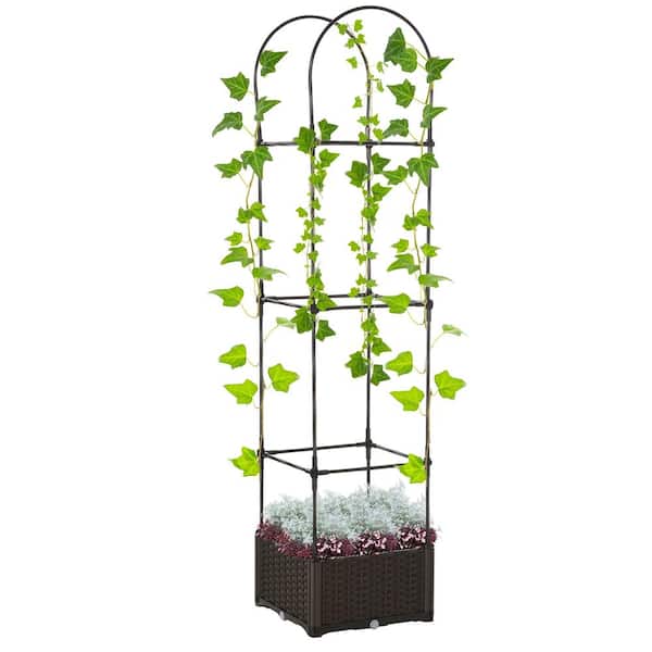 ITOPFOX 69.7 in. 2 in 1 All-weather Use Garden Trellis with Raised Garden Box for Climbing Plants Vegetable Vine Flowe