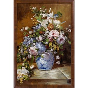 Grande Vase Di Fiori by Pierre-Auguste Renoir Panzano Olivewood Framed Abstract Oil Painting Art Print 27 in. x 39 in.