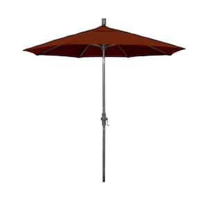 7.5 ft. Hammertone Grey Aluminum Market Patio Umbrella Collar Tilt Crank Lift in Brick Pacifica