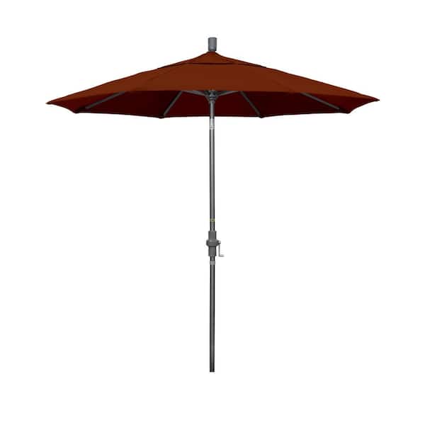 California Umbrella 7.5 ft. Hammertone Grey Aluminum Market Patio Umbrella Collar Tilt Crank Lift in Brick Pacifica