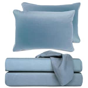 Luxury 100% Viscose from Bamboo Bed Sheet Set (4-pcs), Queen - Sky
