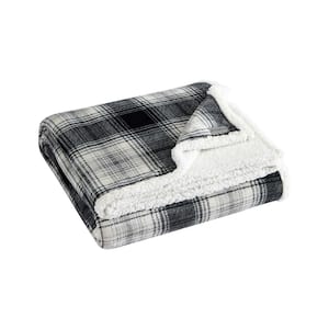 Vail Plaid Gray Microfiber Twin Blanket