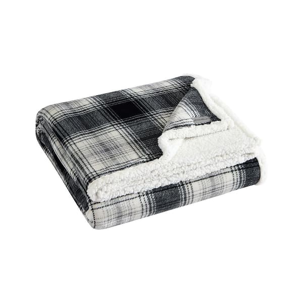 Eddie Bauer Vail Plaid Gray Microfiber Full/Queen Blanket
