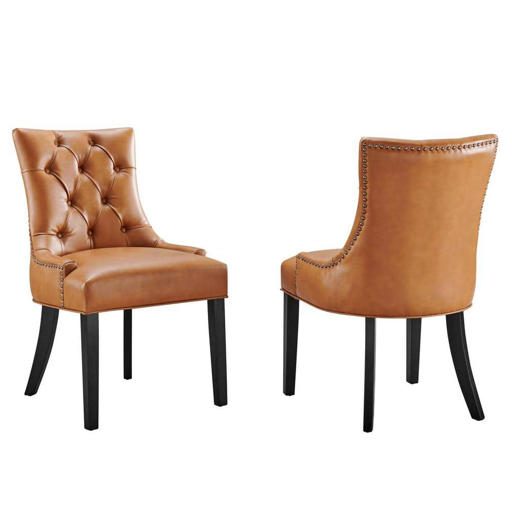 MODWAY Regent Tan Dining Side Chair Vinyl Set of 2 EEI-2742-TAN-SET ...