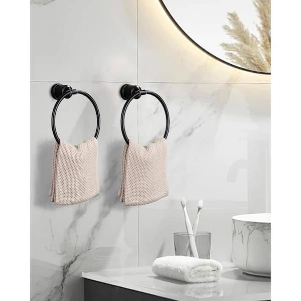 Wall Mounted Stainless Steel Round Towel Ring Hand Towel Holder for Bathroom Kitchen in Oil Rubbed Bronze