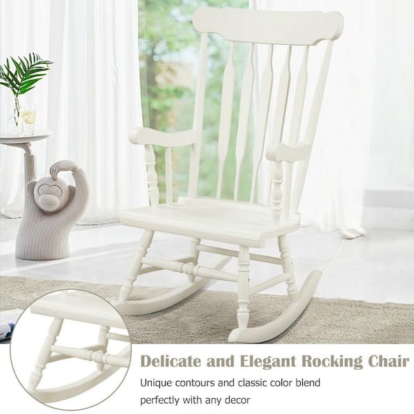 ANGELES HOME Solid Wood Outdoor Rocking Chair for Garden and Patio