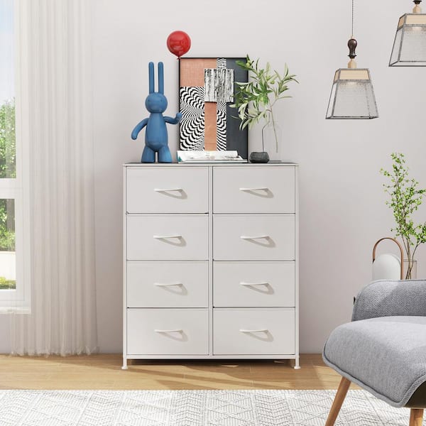 WONDER COMFORT Stylish White 8 Drawer 11.8 in. Wide Chest of