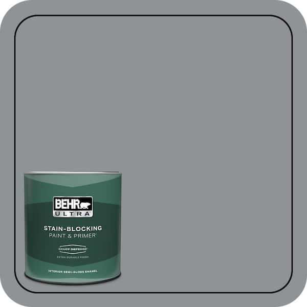 BEHR ULTRA 1 qt. #PPU26-05 Flint Gray Extra Durable Semi-Gloss Enamel Interior Paint & Primer