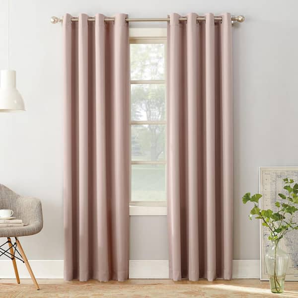 Sun Zero Gregory Blush Polyester 54 in. W x 63 in. L Grommet Room Darkening Curtain (Single Panel)