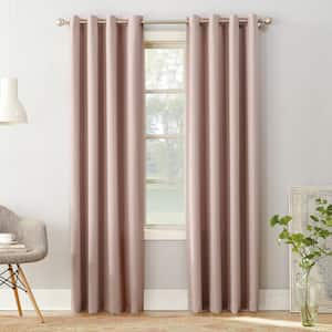 Gregory Blush Polyester 54 in. W x 84 in. L Grommet Room Darkening Curtain (Single Panel)