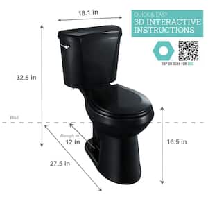 2-Piece 1.28 GPF High Efficiency Single Flush Round Front Toilet in Black