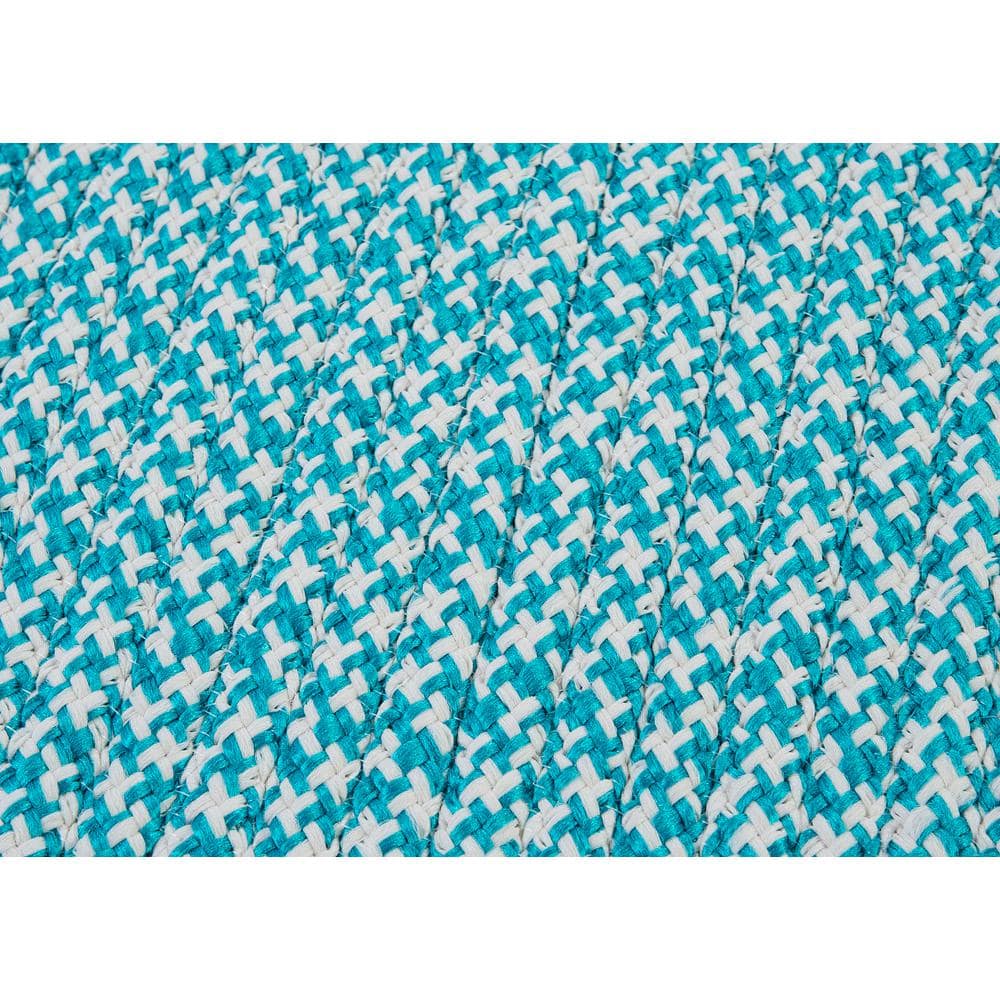 Reversible Abstract Blue Braided Synthetic Area Rug, 7'x9'
