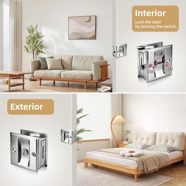 32 in. x 80 in. 5 Lite Clear Glass Black PVC Covering MDF Wood Pocket Door with Lock, Soft Close & Frame Kit, glass door