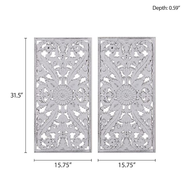 マディソンパーク ウォールパネル ダマスク柄 Damask Wood Panel Madison Park Damask Wood Panel 37.75 in. x 15.75 in. Wood 2
