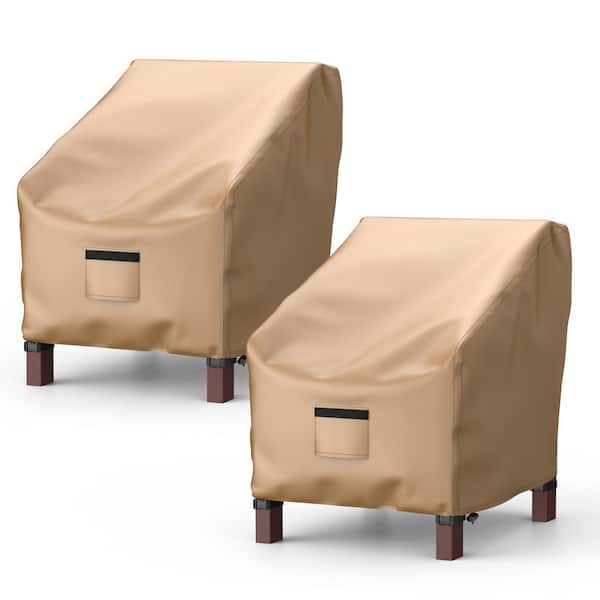 38 in. W x 31 in. D x 29 in. H 600D Oxford Cloth Patio Chair Covers for Outdoor Lounge Lawn Deep Seat, Brown (2-Pack)