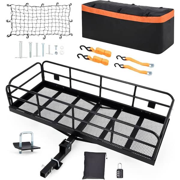 500 lbs. Capacity 60 in. x 24 in. x 14 in. Hitch Mount Cargo Carrier Basket with Waterproof Cargo Bag, Net and Straps