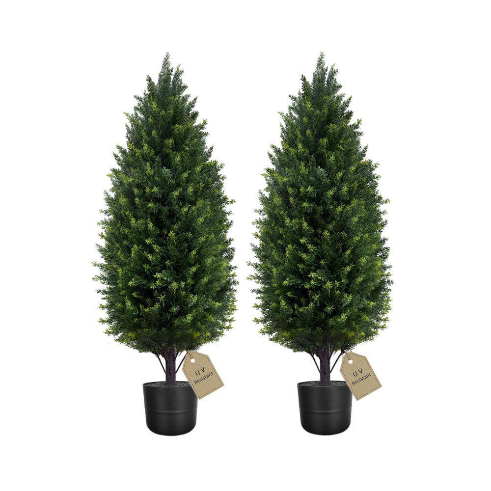 3 ft. Artificial Cedar Topiary Tree Set Artificial Cypress Tree