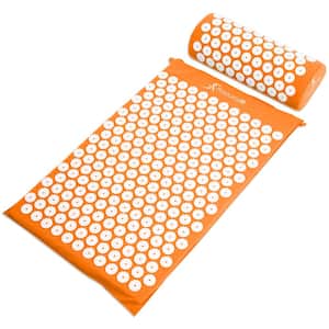 Orange 25 in. x 15.75 in. Acupressure Mat and Pillow Set for Back/Neck Pain Relief and Muscle Relaxation (2.73 sq. ft.)