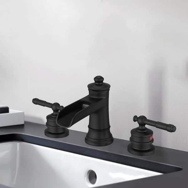 8 in. Widespread Double Handle Bathroom Faucet in Matte Black