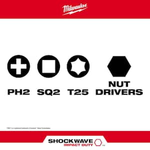 SHOCKWAVE Impact Duty Alloy Steel Screw Driver Bit Set (10-Piece)