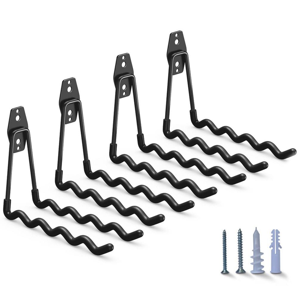 7.7 in. W Shaped Garage Long Hooks with 2 Extension Cord Holder Organizer for Garden Tool Bikes Hanging, Black (4-Pack) price history on PriceWatchPro