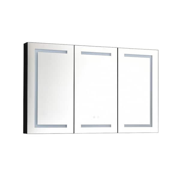 48 in. W x 30 in. H Rectangular Aluminum Medicine Cabinet with Mirror, LED Light with Dimmer, Defogger