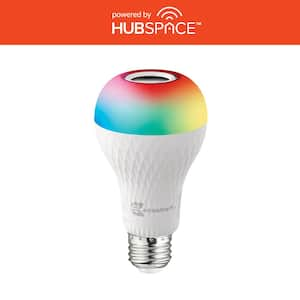 60-Watt Equivalent Smart A21 Bluetooth Speaker Color Selectable RGBW E26 Medium Base LED Light Bulb Powered by Hubspace