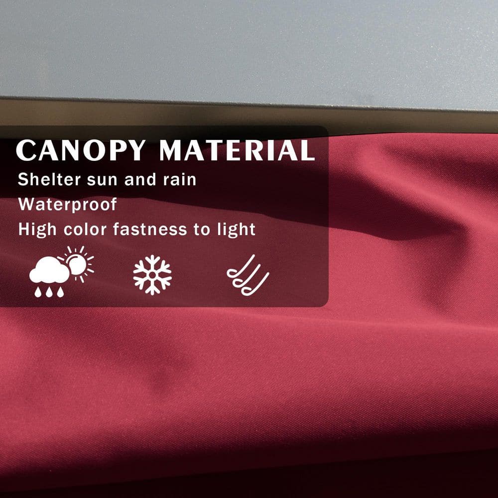 Burgundy Aluminum Outdoor Pergola with Retractable Canopy, 10 ft. x 10 ft.