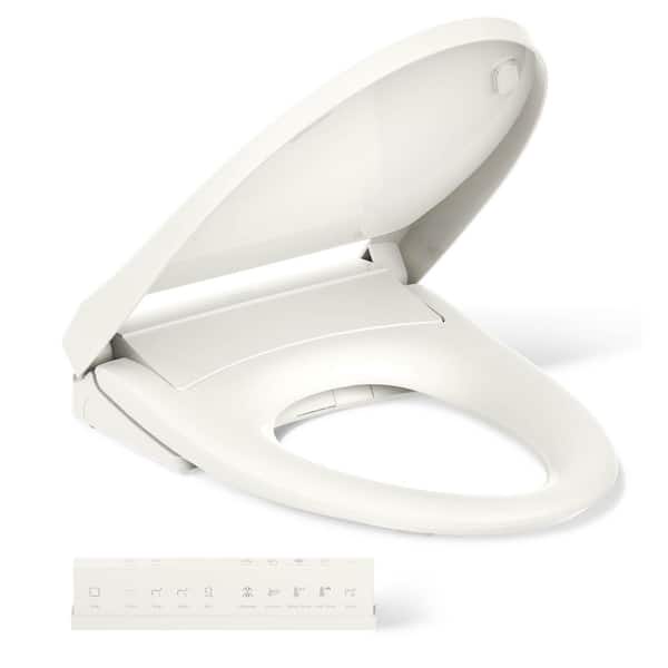 Purewash E930 Elongated Electric Plug-In Bidet Front Toilet Seat with Remote Control in Biscuit