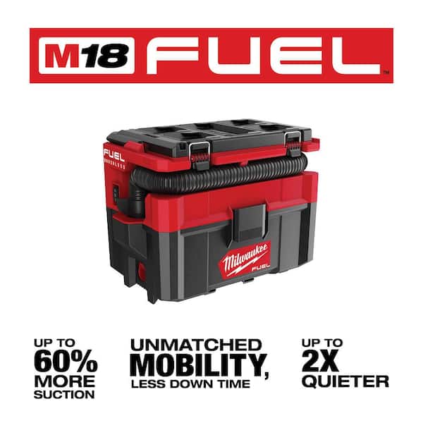 Milwaukee - M18 FUEL PACKOUT 18-Volt Lithium-Ion Cordless 2.5 Gal. Wet/Dry Vacuum with 5.0 Ah Battery and Charger