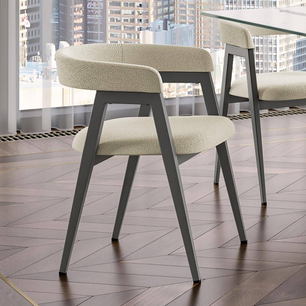 Caris Cream Boucle Polyester / Dark Grey Metal Upholstered Dining Chair price history on PriceWatchPro