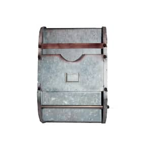 Gray Galvanized Metal Magazine Holder with Bar Rod