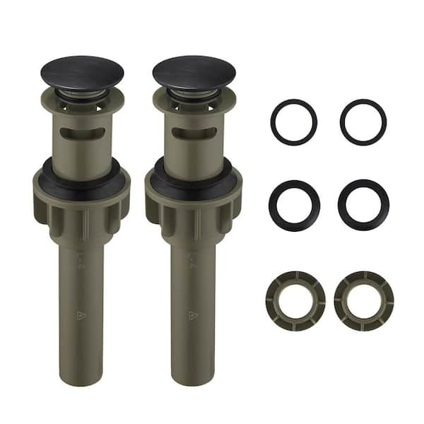 VEVETTA (2-Pack) ABS Pop-Up Drain Assembly with Overflow for Bathroom Sink in Oil Rubbed Bronze