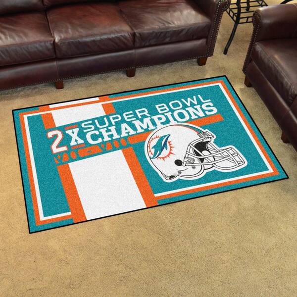 FANMATS Miami Dolphins Dynasty Turquoise 8 ft. x 10 ft. Plush Area Rug  30959 - The Home Depot