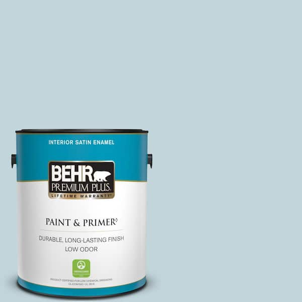 BEHR PREMIUM PLUS 1 gal. #S470-1 Cloudy Sky Satin Enamel Low Odor Interior Paint & Primer