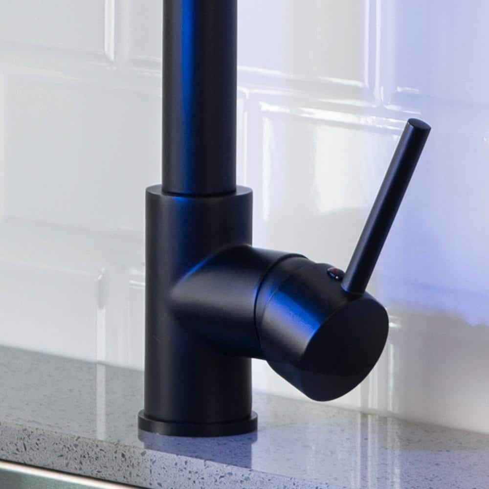 Matte Black High-Arc Kitchen Faucet with Pull-Down Spray