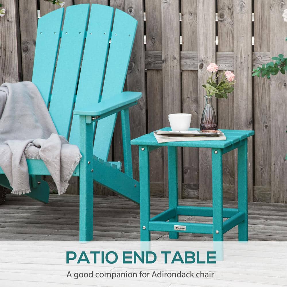 Turquoise HDPE Plastic Outdoor Patio Side Table
