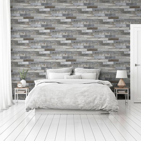 Wallace Grey Wood Tile Wallpaper Sample