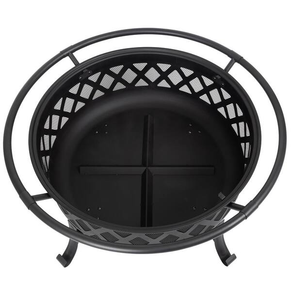 Pleasant Hearth Traverse 35 in. x 24.21 in. Round Steel Wood Burning Black Fire  Pit OFW888R - The Home Depot