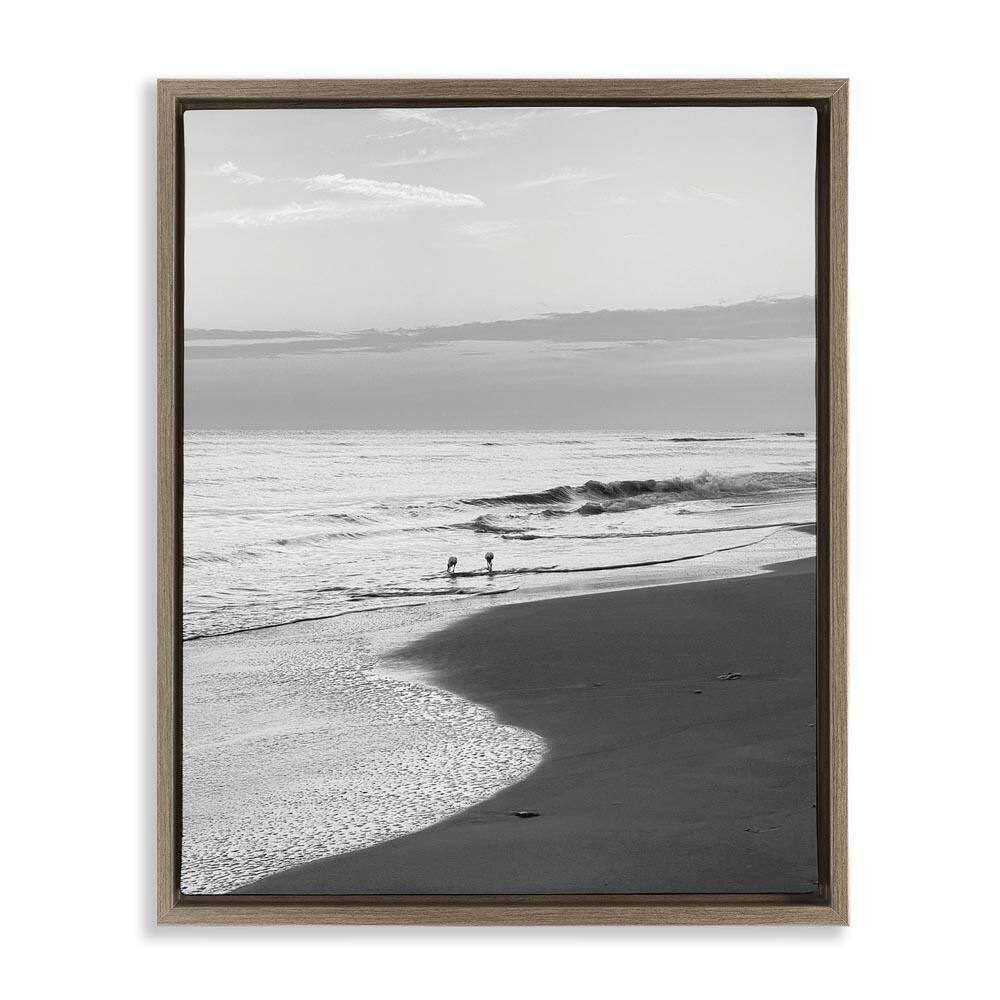 Evening Beach Stroll by Graffi tee Studios Brown Floater Frame Coastal Graphic Art Print 31 in. x 25 in. price history on PriceWatchPro