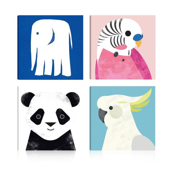 ArtMaison Canada Animal Colorful Zoo16 in. x 16 in. Giclee Print Canvas Wall Art (Set of 4)