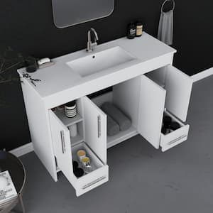 Pacific 48 in. W x 18 in. D Bath Vanity in White with Integrated Ceramic Vanity Top in White with White Basin