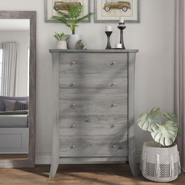 Furniture of America Amberdahl 5-Drawer Vintage Gray Oak Dresser